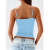 image:imageANRABESS Womens Cropped Spaghetti Strap Double Lined Tank Tops  Square Neck Camisole Soft Stretchy Silky Fabric Slim Fit Casual Summer Layering Going Out Workout Y2K Basic StyleLight Blue