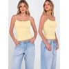 image:imageANRABESS Womens Cropped Spaghetti Strap Double Lined Tank Tops  Square Neck Camisole Soft Stretchy Silky Fabric Slim Fit Casual Summer Layering Going Out Workout Y2K Basic StyleLemon