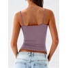 image:imageANRABESS Womens Cropped Spaghetti Strap Double Lined Tank Tops  Square Neck Camisole Soft Stretchy Silky Fabric Slim Fit Casual Summer Layering Going Out Workout Y2K Basic StyleGrey Purple