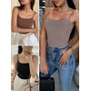 image:imageANRABESS Womens Cropped Spaghetti Strap Double Lined Tank Tops  Square Neck Camisole Soft Stretchy Silky Fabric Slim Fit Casual Summer Layering Going Out Workout Y2K Basic StyleKhaki Pink