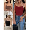 image:imageANRABESS Womens Cropped Spaghetti Strap Double Lined Tank Tops  Square Neck Camisole Soft Stretchy Silky Fabric Slim Fit Casual Summer Layering Going Out Workout Y2K Basic StyleDeep Red
