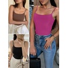 image:imageANRABESS Womens Cropped Spaghetti Strap Double Lined Tank Tops  Square Neck Camisole Soft Stretchy Silky Fabric Slim Fit Casual Summer Layering Going Out Workout Y2K Basic StyleHot Pink