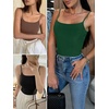 image:imageANRABESS Womens Cropped Spaghetti Strap Double Lined Tank Tops  Square Neck Camisole Soft Stretchy Silky Fabric Slim Fit Casual Summer Layering Going Out Workout Y2K Basic StyleDark Green