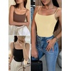 image:imageANRABESS Womens Cropped Spaghetti Strap Double Lined Tank Tops  Square Neck Camisole Soft Stretchy Silky Fabric Slim Fit Casual Summer Layering Going Out Workout Y2K Basic StyleLemon