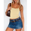 image:imageANRABESS Womens Cropped Spaghetti Strap Double Lined Tank Tops  Square Neck Camisole Soft Stretchy Silky Fabric Slim Fit Casual Summer Layering Going Out Workout Y2K Basic StyleLemon