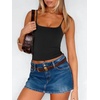 image:imageANRABESS Womens Cropped Spaghetti Strap Double Lined Tank Tops  Square Neck Camisole Soft Stretchy Silky Fabric Slim Fit Casual Summer Layering Going Out Workout Y2K Basic StyleBlack
