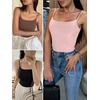 image:imageANRABESS Womens Cropped Spaghetti Strap Double Lined Tank Tops  Square Neck Camisole Soft Stretchy Silky Fabric Slim Fit Casual Summer Layering Going Out Workout Y2K Basic StyleLight Pink