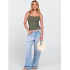 image:imageANRABESS Womens Cropped Spaghetti Strap Double Lined Tank Tops  Square Neck Camisole Soft Stretchy Silky Fabric Slim Fit Casual Summer Layering Going Out Workout Y2K Basic StyleArmy Green