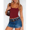 image:imageANRABESS Womens Cropped Spaghetti Strap Double Lined Tank Tops  Square Neck Camisole Soft Stretchy Silky Fabric Slim Fit Casual Summer Layering Going Out Workout Y2K Basic StyleDeep Red
