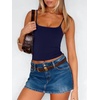 image:imageANRABESS Womens Cropped Spaghetti Strap Double Lined Tank Tops  Square Neck Camisole Soft Stretchy Silky Fabric Slim Fit Casual Summer Layering Going Out Workout Y2K Basic StyleNavy Blue