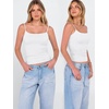 image:imageANRABESS Womens Cropped Spaghetti Strap Double Lined Tank Tops  Square Neck Camisole Soft Stretchy Silky Fabric Slim Fit Casual Summer Layering Going Out Workout Y2K Basic StyleWhite