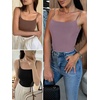 image:imageANRABESS Womens Cropped Spaghetti Strap Double Lined Tank Tops  Square Neck Camisole Soft Stretchy Silky Fabric Slim Fit Casual Summer Layering Going Out Workout Y2K Basic StyleGrey Purple