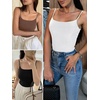 image:imageANRABESS Womens Cropped Spaghetti Strap Double Lined Tank Tops  Square Neck Camisole Soft Stretchy Silky Fabric Slim Fit Casual Summer Layering Going Out Workout Y2K Basic StyleWhite