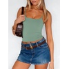 image:imageANRABESS Womens Cropped Spaghetti Strap Double Lined Tank Tops  Square Neck Camisole Soft Stretchy Silky Fabric Slim Fit Casual Summer Layering Going Out Workout Y2K Basic StyleGrey Green