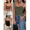 image:imageANRABESS Womens Cropped Spaghetti Strap Double Lined Tank Tops  Square Neck Camisole Soft Stretchy Silky Fabric Slim Fit Casual Summer Layering Going Out Workout Y2K Basic StyleArmy Green