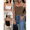 image:imageANRABESS Womens Cropped Spaghetti Strap Double Lined Tank Tops  Square Neck Camisole Soft Stretchy Silky Fabric Slim Fit Casual Summer Layering Going Out Workout Y2K Basic StyleKhaki