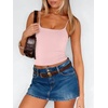 image:imageANRABESS Womens Cropped Spaghetti Strap Double Lined Tank Tops  Square Neck Camisole Soft Stretchy Silky Fabric Slim Fit Casual Summer Layering Going Out Workout Y2K Basic StyleLight Pink