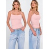 image:imageANRABESS Womens Cropped Spaghetti Strap Double Lined Tank Tops  Square Neck Camisole Soft Stretchy Silky Fabric Slim Fit Casual Summer Layering Going Out Workout Y2K Basic StyleLight Pink
