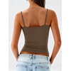 image:imageANRABESS Womens Cropped Spaghetti Strap Double Lined Tank Tops  Square Neck Camisole Soft Stretchy Silky Fabric Slim Fit Casual Summer Layering Going Out Workout Y2K Basic StyleKhaki