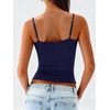 image:imageANRABESS Womens Cropped Spaghetti Strap Double Lined Tank Tops  Square Neck Camisole Soft Stretchy Silky Fabric Slim Fit Casual Summer Layering Going Out Workout Y2K Basic StyleNavy Blue