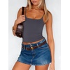 image:imageANRABESS Womens Cropped Spaghetti Strap Double Lined Tank Tops  Square Neck Camisole Soft Stretchy Silky Fabric Slim Fit Casual Summer Layering Going Out Workout Y2K Basic StyleGrey