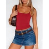 image:imageANRABESS Womens Cropped Spaghetti Strap Double Lined Tank Tops  Square Neck Camisole Soft Stretchy Silky Fabric Slim Fit Casual Summer Layering Going Out Workout Y2K Basic StyleRed