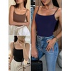 image:imageANRABESS Womens Cropped Spaghetti Strap Double Lined Tank Tops  Square Neck Camisole Soft Stretchy Silky Fabric Slim Fit Casual Summer Layering Going Out Workout Y2K Basic StyleNavy Blue