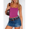 image:imageANRABESS Womens Cropped Spaghetti Strap Double Lined Tank Tops  Square Neck Camisole Soft Stretchy Silky Fabric Slim Fit Casual Summer Layering Going Out Workout Y2K Basic StyleHot Pink