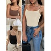 image:imageANRABESS Womens Cropped Spaghetti Strap Double Lined Tank Tops  Square Neck Camisole Soft Stretchy Silky Fabric Slim Fit Casual Summer Layering Going Out Workout Y2K Basic StyleBeige
