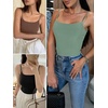image:imageANRABESS Womens Cropped Spaghetti Strap Double Lined Tank Tops  Square Neck Camisole Soft Stretchy Silky Fabric Slim Fit Casual Summer Layering Going Out Workout Y2K Basic StyleGrey Green