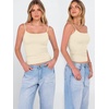 image:imageANRABESS Womens Cropped Spaghetti Strap Double Lined Tank Tops  Square Neck Camisole Soft Stretchy Silky Fabric Slim Fit Casual Summer Layering Going Out Workout Y2K Basic StyleBeige