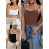 image:imageANRABESS Womens Cropped Spaghetti Strap Double Lined Tank Tops  Square Neck Camisole Soft Stretchy Silky Fabric Slim Fit Casual Summer Layering Going Out Workout Y2K Basic StyleBrown
