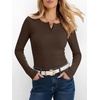 image:imageANRABESS Womens Long Sleeve Henley Tops  Ribbed Knit Shirts Slim Fit Stretchy Soft Breathable Fabric Fall Winter Layer Casual Work Travel VacationEvery Day WearDeep Brown