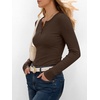 image:imageANRABESS Womens Long Sleeve Henley Tops  Ribbed Knit Shirts Slim Fit Stretchy Soft Breathable Fabric Fall Winter Layer Casual Work Travel VacationEvery Day WearDeep Brown