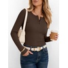 image:imageANRABESS Womens Long Sleeve Henley Tops  Ribbed Knit Shirts Slim Fit Stretchy Soft Breathable Fabric Fall Winter Layer Casual Work Travel VacationEvery Day WearDeep Brown