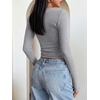 image:imageANRABESS Womens Long Sleeve Square Neck Fitted Crop Tops  Ribbed Knit Slim Fit Shirts Soft Comfy Stretchy Lightweight Tees Basic Casual Going Out Daily Wear Cozy Fall Winter LayerGrey