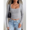 image:imageANRABESS Womens Long Sleeve Square Neck Fitted Crop Tops  Ribbed Knit Slim Fit Shirts Soft Comfy Stretchy Lightweight Tees Basic Casual Going Out Daily Wear Cozy Fall Winter LayerGrey