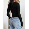 image:imageANRABESS Womens Long Sleeve Square Neck Fitted Crop Tops  Ribbed Knit Slim Fit Shirts Soft Comfy Stretchy Lightweight Tees Basic Casual Going Out Daily Wear Cozy Fall Winter LayerBlack