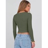 image:imageANRABESS Womens Long Sleeve V Neck Crop Tops  Slim Fit Ribbed Knit Shirts Comfy Soft Layering Top Basic Casual Daily Wear Undershirts Fall Spring Transition OutfitsArmy Green