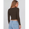 image:imageANRABESS Womens Long Sleeve V Neck Crop Tops  Slim Fit Ribbed Knit Shirts Comfy Soft Layering Top Basic Casual Daily Wear Undershirts Fall Spring Transition OutfitsCoffee