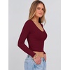 image:imageANRABESS Womens Long Sleeve V Neck Crop Tops  Slim Fit Ribbed Knit Shirts Comfy Soft Layering Top Basic Casual Daily Wear Undershirts Fall Spring Transition OutfitsWine Red