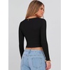 image:imageANRABESS Womens Long Sleeve V Neck Crop Tops  Slim Fit Ribbed Knit Shirts Comfy Soft Layering Top Basic Casual Daily Wear Undershirts Fall Spring Transition OutfitsBlack