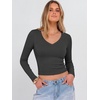 image:imageANRABESS Womens Long Sleeve V Neck Crop Tops  Slim Fit Ribbed Knit Shirts Comfy Soft Layering Top Basic Casual Daily Wear Undershirts Fall Spring Transition OutfitsDeep Grey