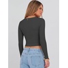 image:imageANRABESS Womens Long Sleeve V Neck Crop Tops  Slim Fit Ribbed Knit Shirts Comfy Soft Layering Top Basic Casual Daily Wear Undershirts Fall Spring Transition OutfitsDeep Grey