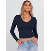 image:imageANRABESS Womens Long Sleeve V Neck Crop Tops  Slim Fit Ribbed Knit Shirts Comfy Soft Layering Top Basic Casual Daily Wear Undershirts Fall Spring Transition OutfitsNavy Blue