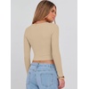 image:imageANRABESS Womens Long Sleeve V Neck Crop Tops  Slim Fit Ribbed Knit Shirts Comfy Soft Layering Top Basic Casual Daily Wear Undershirts Fall Spring Transition OutfitsBeige