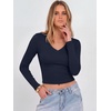 image:imageANRABESS Womens Long Sleeve V Neck Crop Tops  Slim Fit Ribbed Knit Shirts Comfy Soft Layering Top Basic Casual Daily Wear Undershirts Fall Spring Transition OutfitsNavy Blue