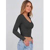 image:imageANRABESS Womens Long Sleeve V Neck Crop Tops  Slim Fit Ribbed Knit Shirts Comfy Soft Layering Top Basic Casual Daily Wear Undershirts Fall Spring Transition OutfitsDeep Grey