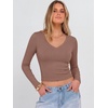image:imageANRABESS Womens Long Sleeve V Neck Crop Tops  Slim Fit Ribbed Knit Shirts Comfy Soft Layering Top Basic Casual Daily Wear Undershirts Fall Spring Transition OutfitsDusty Pink