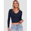 image:imageANRABESS Womens Long Sleeve V Neck Crop Tops  Slim Fit Ribbed Knit Shirts Comfy Soft Layering Top Basic Casual Daily Wear Undershirts Fall Spring Transition OutfitsNavy Blue